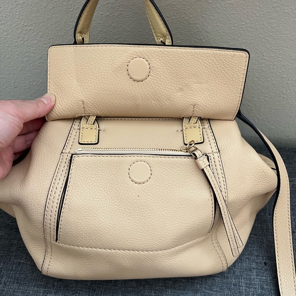 Tory Burch Half Moon Satchel Small in Beigh - Picture 9 of 11